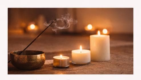 Candles, incense and a singing bowl
